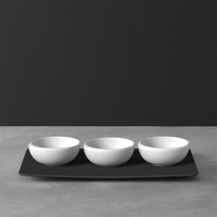Newmoon Dip Bowl & Tray Set 4 Pieces