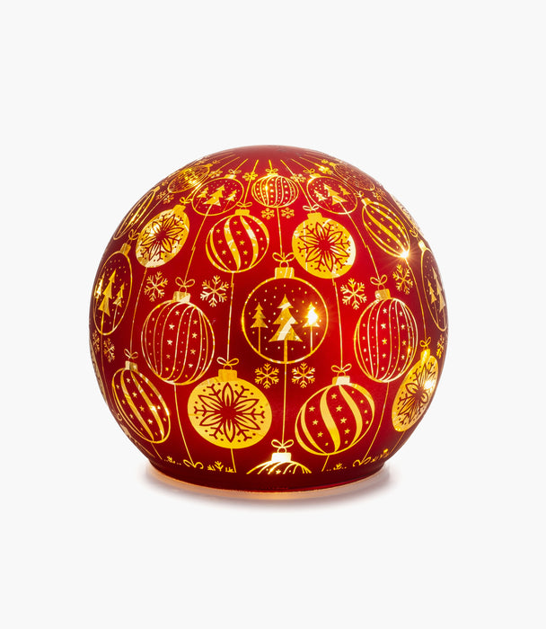 كرة زينة مضيئة وينتر ويمزي زجاج حمراء - 10 سم