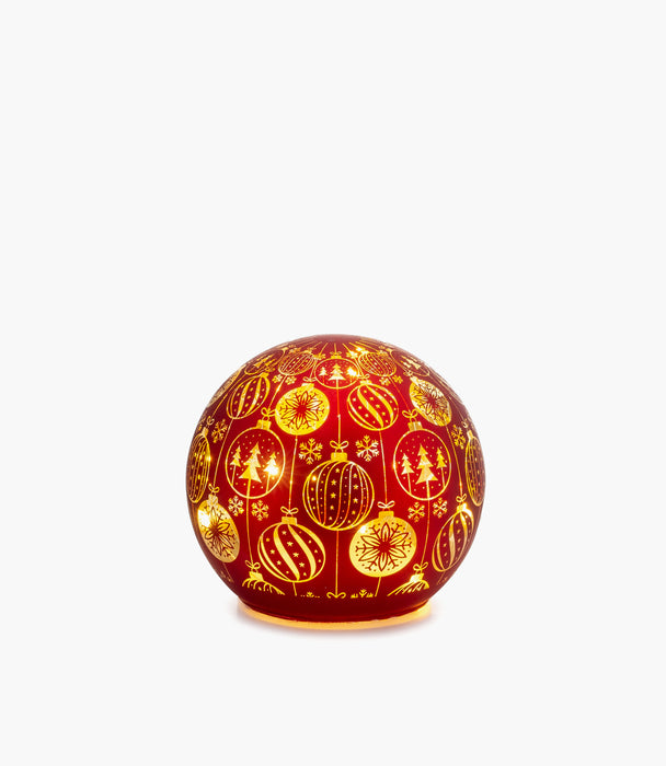 Winter Whimsy Red Led Glass Ball 12Cm