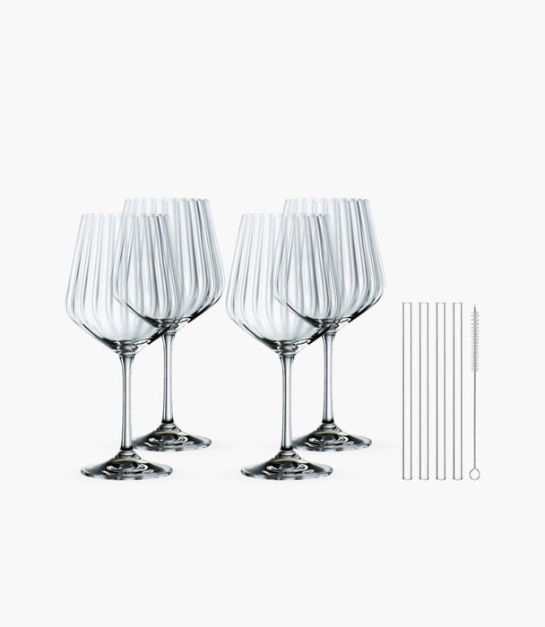 Tastes Good Goblet set of 4 with glass straws