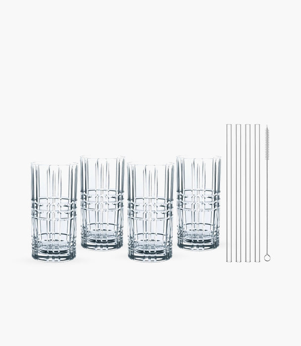 Tastes Good Longdrink Glasses set of 4 with glass straws