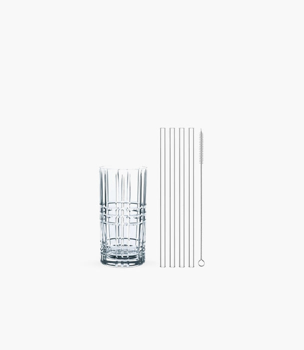 Tastes Good Longdrink Glasses set of 4 with glass straws