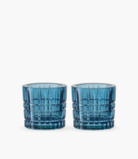 Square Vintage Blue Votive 2 Pcs