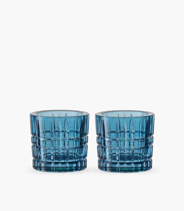 Square Vintage Blue Votive 2 Pcs