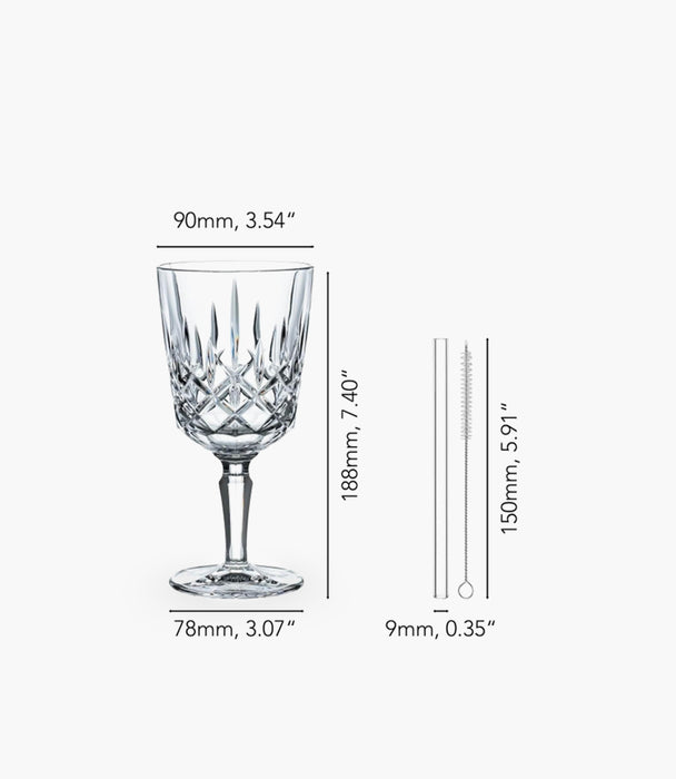 Noblesse Cocktail glasses Set of 2 with 4 Glass Straws