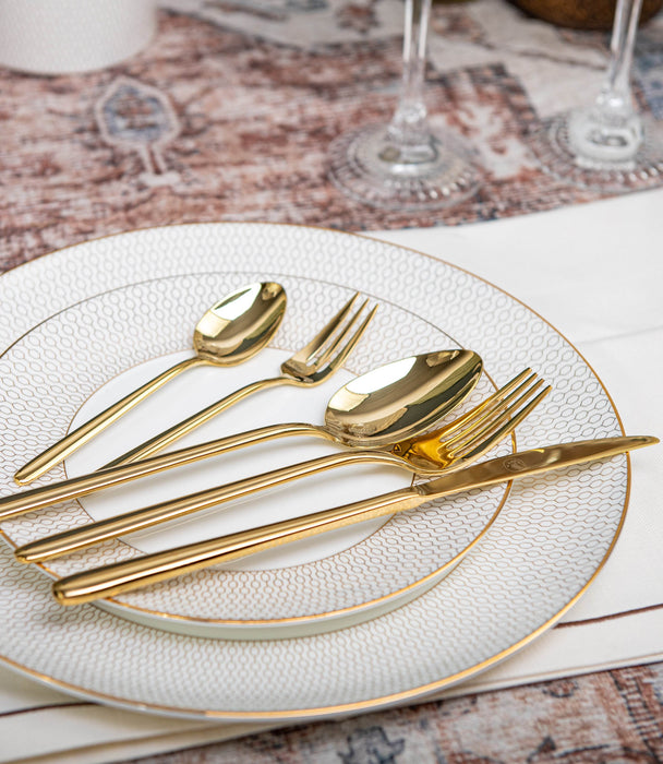 Stiletto Pvd Gold 30 Pieces Cutlery Set - Roomours UAE