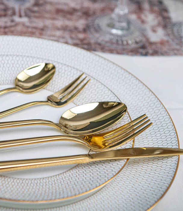 Stiletto Pvd Gold 30 Pieces Cutlery Set - Roomours UAE