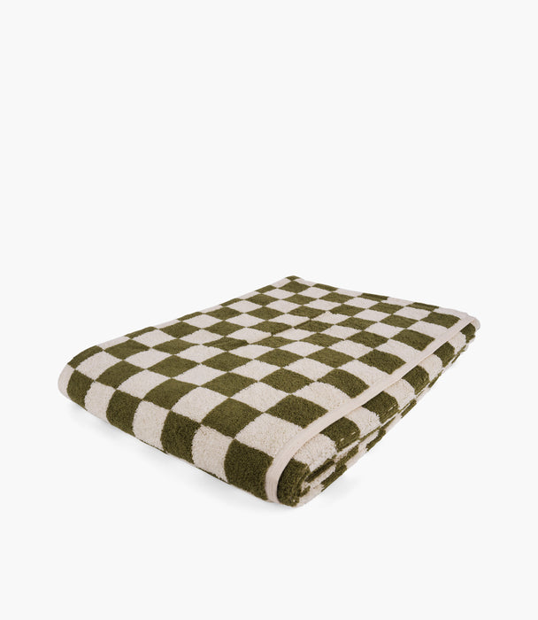 Chess Olive Cotton Throw 100x180cm