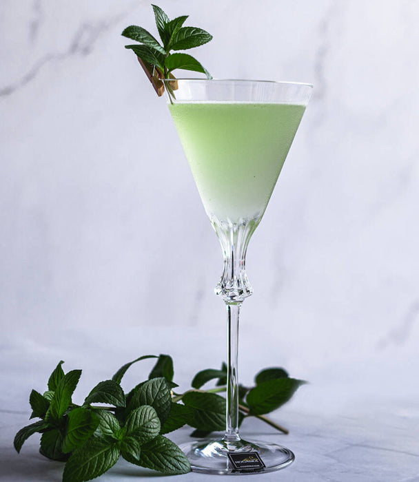 طقم كاسات عصير أوميغا كريستالية بساق طويلة مزخرفة - عدد 2