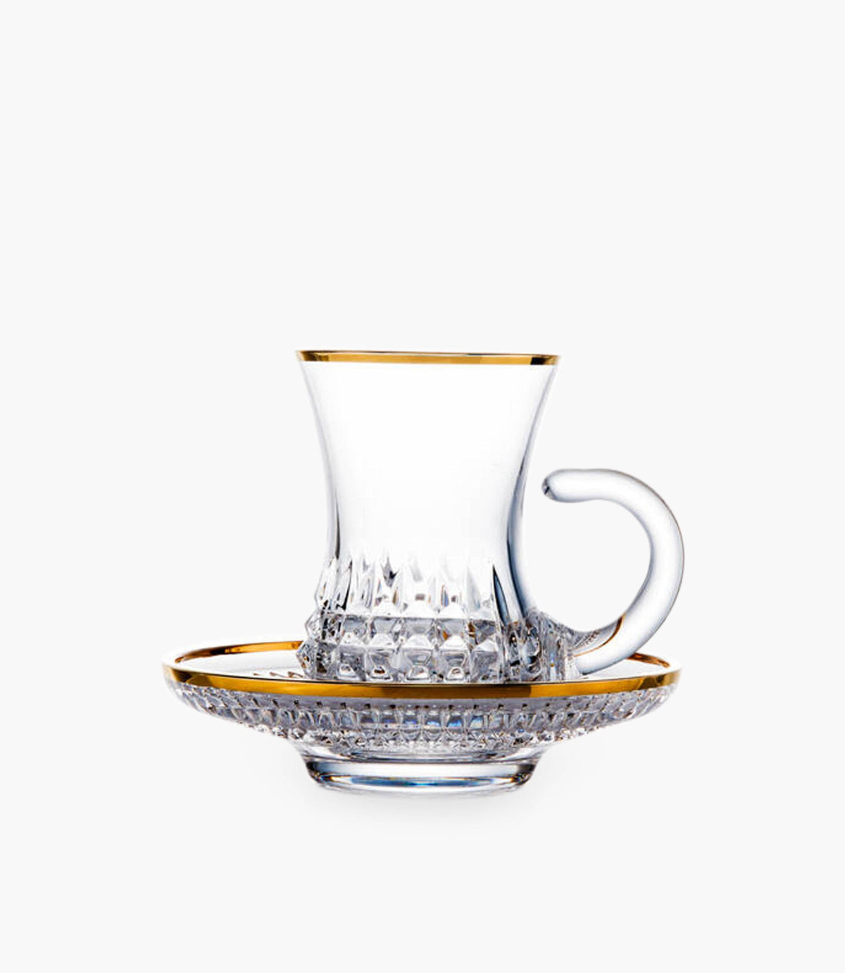 Diamond Gold Tea Cup w/Saucer Set of 2
