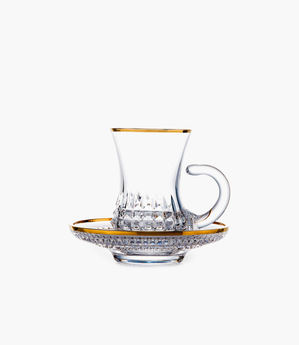 Diamond Platinum Tea Cup w/ Saucer Set of 2