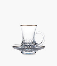 Diamond Platinum Tea Cup w/ Saucer Set of 2