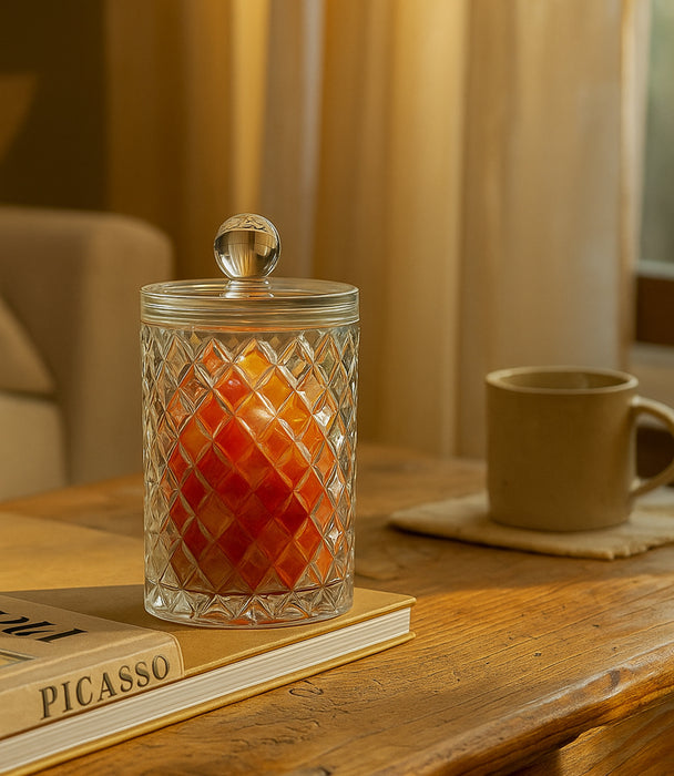 صندوق سوليتير كريستالي شفاف مع غطاء ومقبض - 16 سم