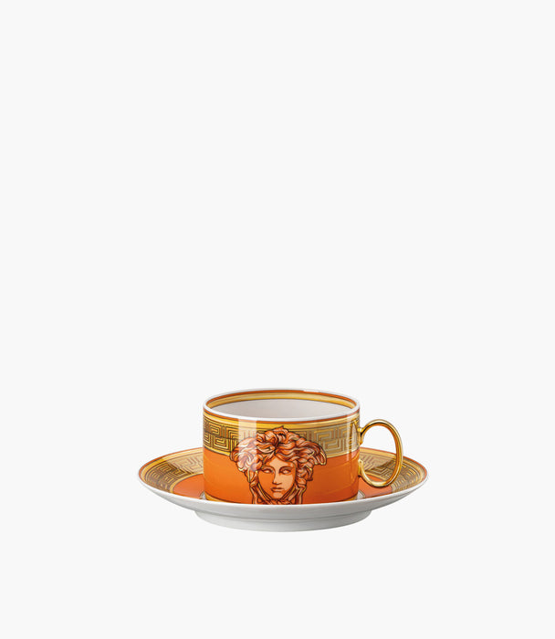 فنجان قصير وصحن "ميدوسا أمبليفايد" برتقالي