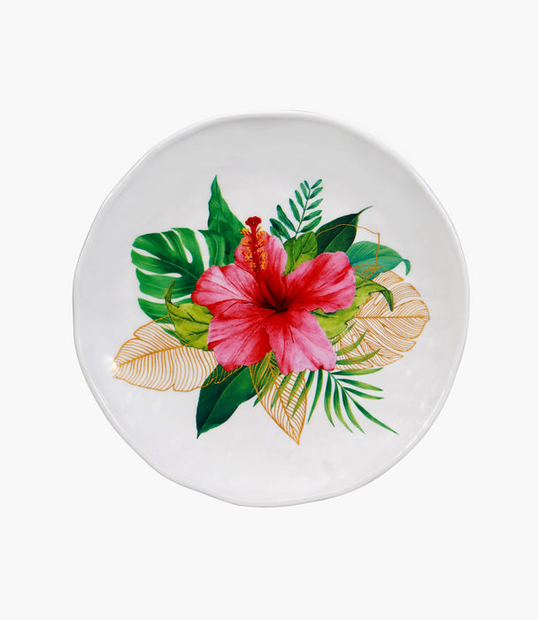 Flower 23 cm Salad Plate Melamine Red Color 1pc