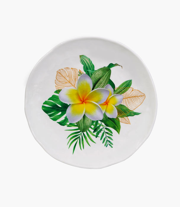 Flower 23 cm Salad Plate Melamine White Color 1pc