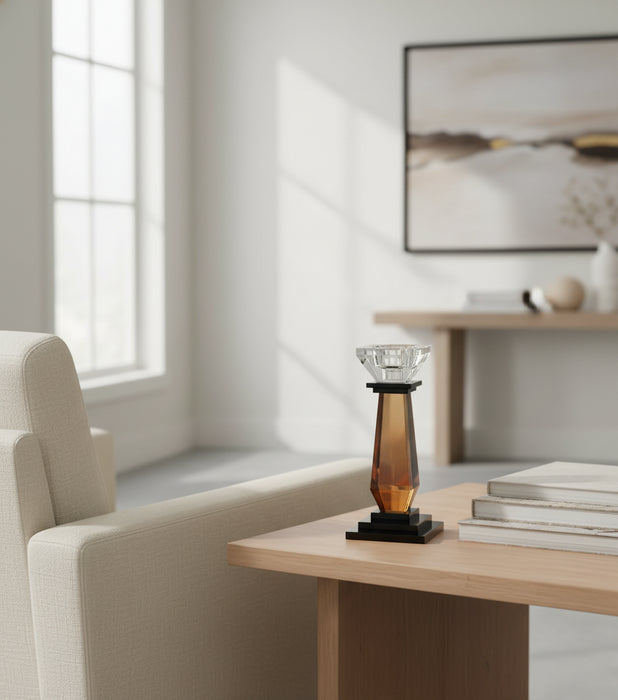 Taper Candle Holder Small D/Amber 8*8*18.4cm