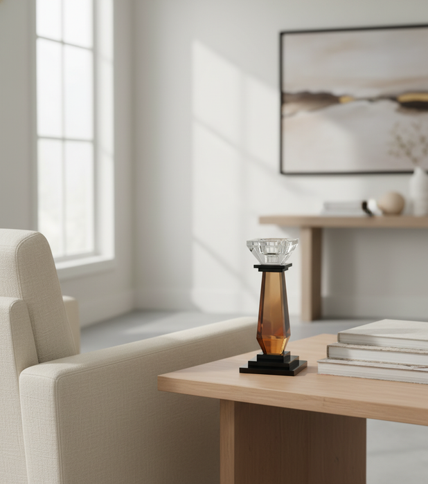 Taper Candle Holder Small D/Amber 8*8*18.4cm