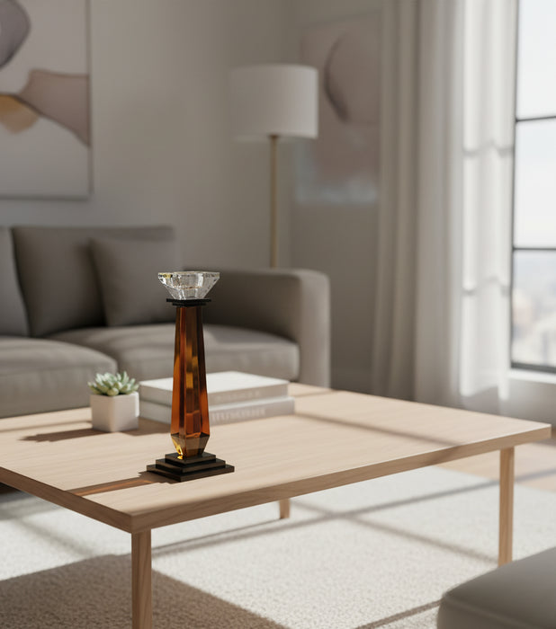 Taper Candle Holder Medium D/Amber 9*9*26.2cm