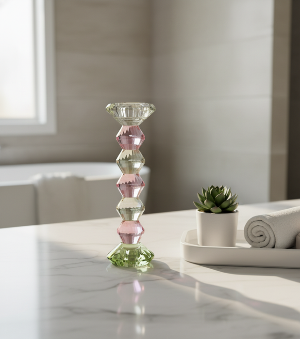 Taper Candle Holder Medium Pink 7*7*22.5cm