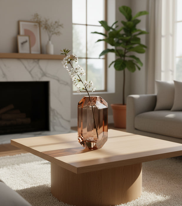 حامل شمعة تيبر كريستالي وردي