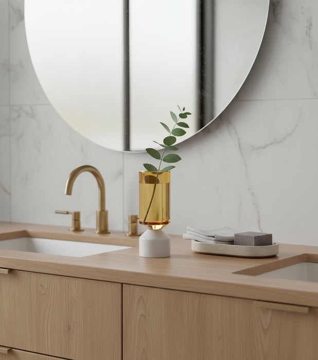 Tealight Holder Amber Medium 6*6*16cm