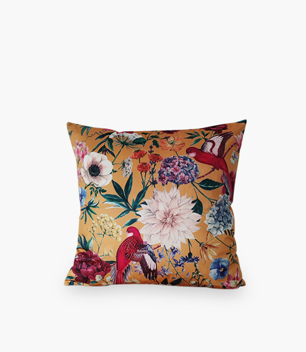 وسادة فلورال مخمل ملوّنة برسمة طيور وأزهار - 45×45 سم