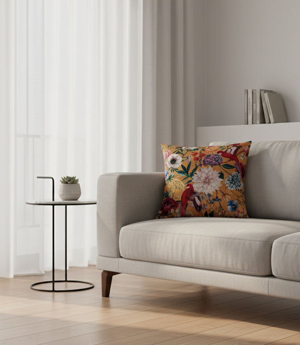 وسادة فلورال مخمل ملوّنة برسمة طيور وأزهار - 45×45 سم