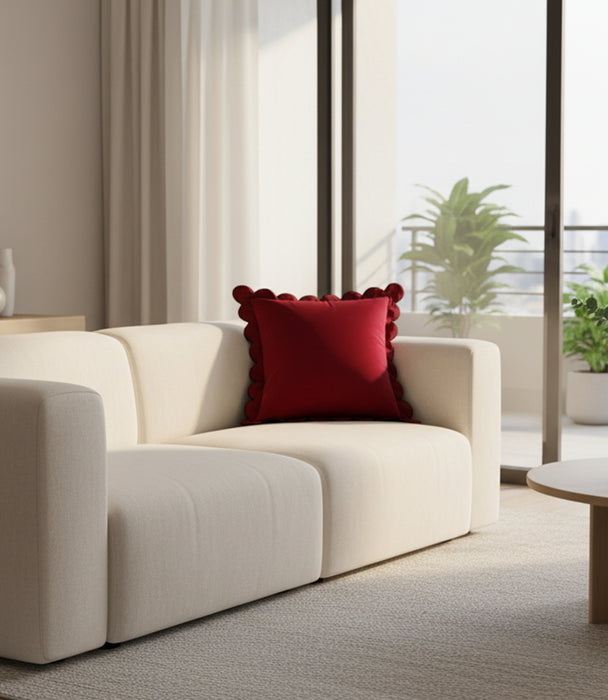 Wavy Edge Cushion Maroon 45*45cm