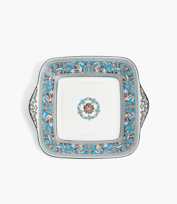 Florentine Turquoise Cake Plate Square 27cm