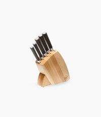 Knife Block 5 Pcs Stainless Steel & Wood Black