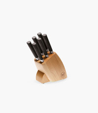 Knife Block 6 Pcs Stainless Steel & Wood Black