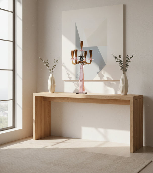 شمعدان فايف هيدز كريستالي كهرماني بخمسة أذرع