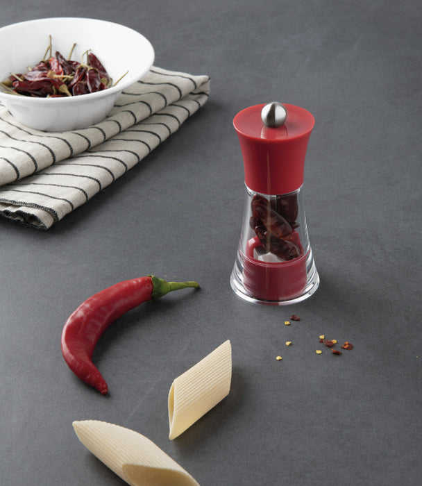 Chili Grinder Acrylic Clear & Red 13cm