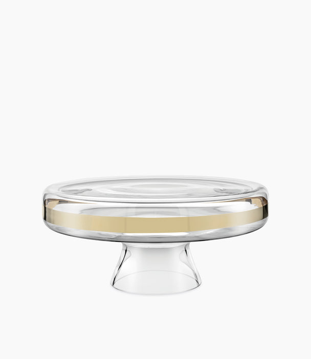 Avenue Footed Cakestand – Clear with Gold, 33 cm