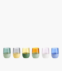 طقم كاسات أوناميتا زجاجية مزدوجة الألوان - 6 قطع