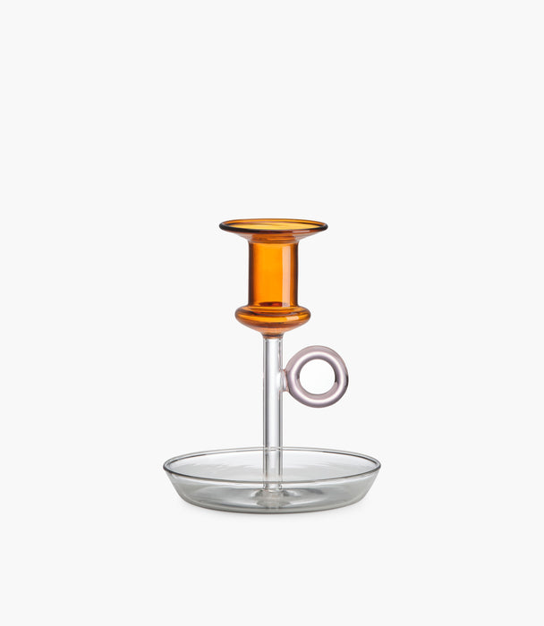 Le Bugie Candleholder Bud Amber, Clear and Grey  Base 14cm