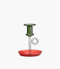Le Bugie Candleholder Bud Green, Clear and Red Base 14cm