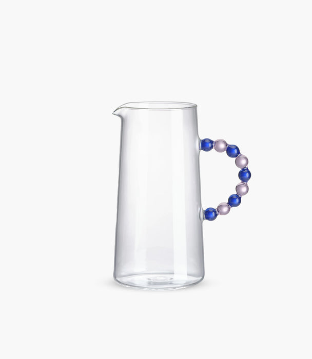 Collier Pink & Blue Handle Clear Borosilicate Pitcher 1.3L