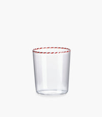 طقم كاسات سويت زجاجية شفافة مع حافة حمراء وبيضاء - 4 قطع