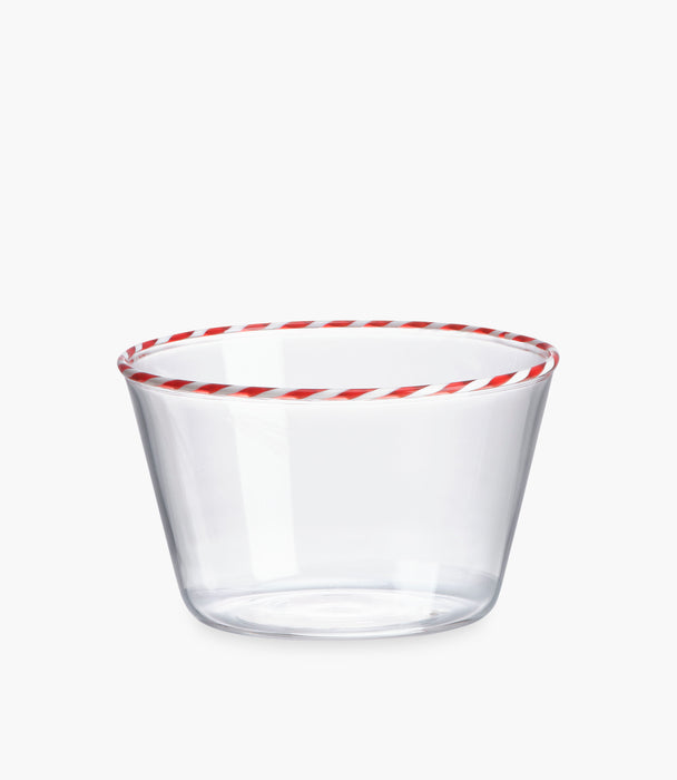 Sweet Red/White Rim Borosilicate Glass Cups Set of 4