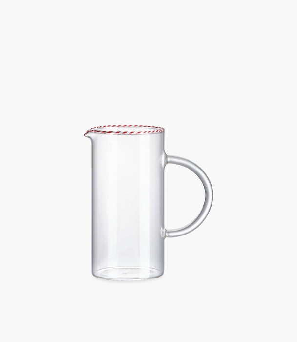 Sweet Red/White Rim Clear Borosilicate Carafe
