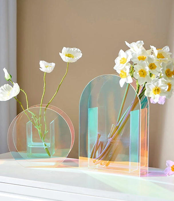 مزهرية صغيرة بألوان قوس القزح من مجموعة "أوليفر" - شفاف