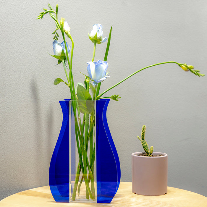 Oliver Acrylic Vase - Clear & Blue