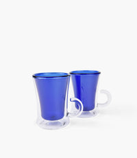 Blue Handle Clear Tea Cup S/2