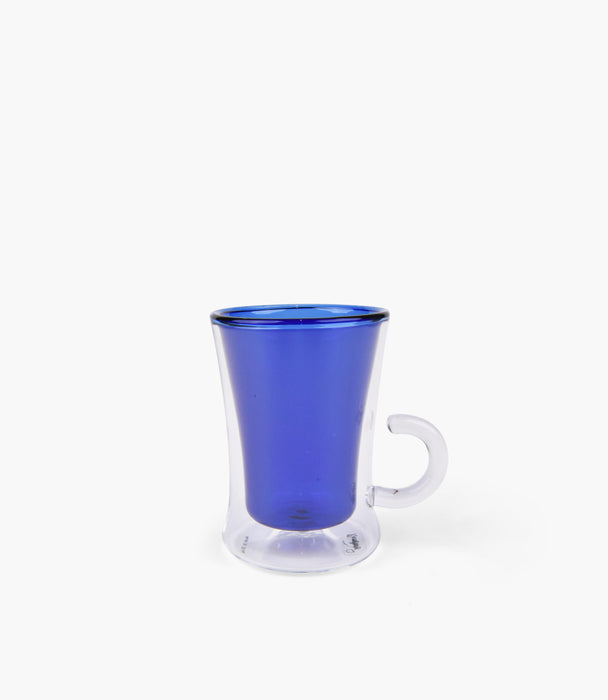 Blue Handle Clear Tea Cup S/2