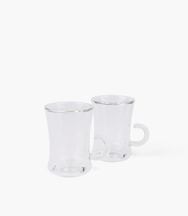 Clear Handle Clear Tea Cup S/2