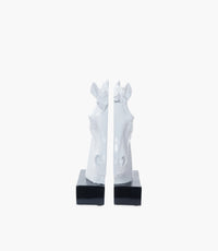 Resin Bookends White Head Of Horse With Black Base