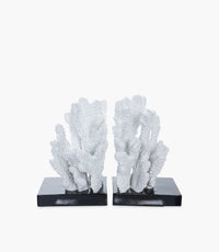 Resin Bookends White Coral With Black Base