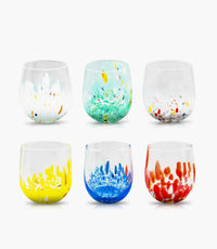 Piazza Carmen Transparent Glass Flame W/Color Flake S/6